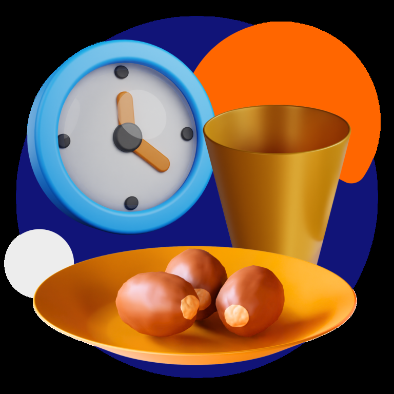 An illustration to represent breaking the fast during Ramadan