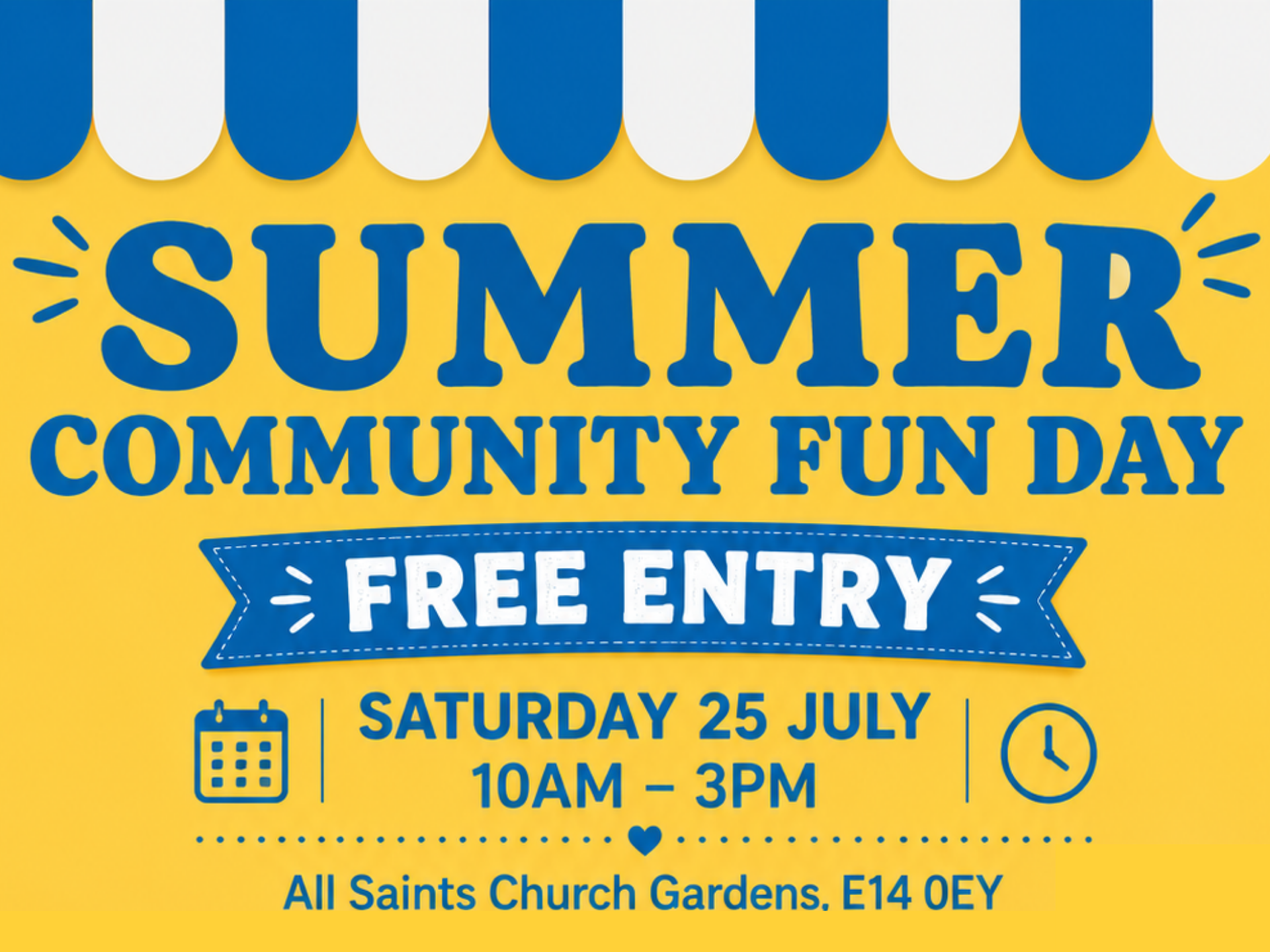 Flyer for the Community Fun Day at All Saints Church, Saturday 25th July 2026